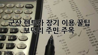 군산 렌트카 장기 이용 꿀팁! 보덕리 주민 주목 🚗💨